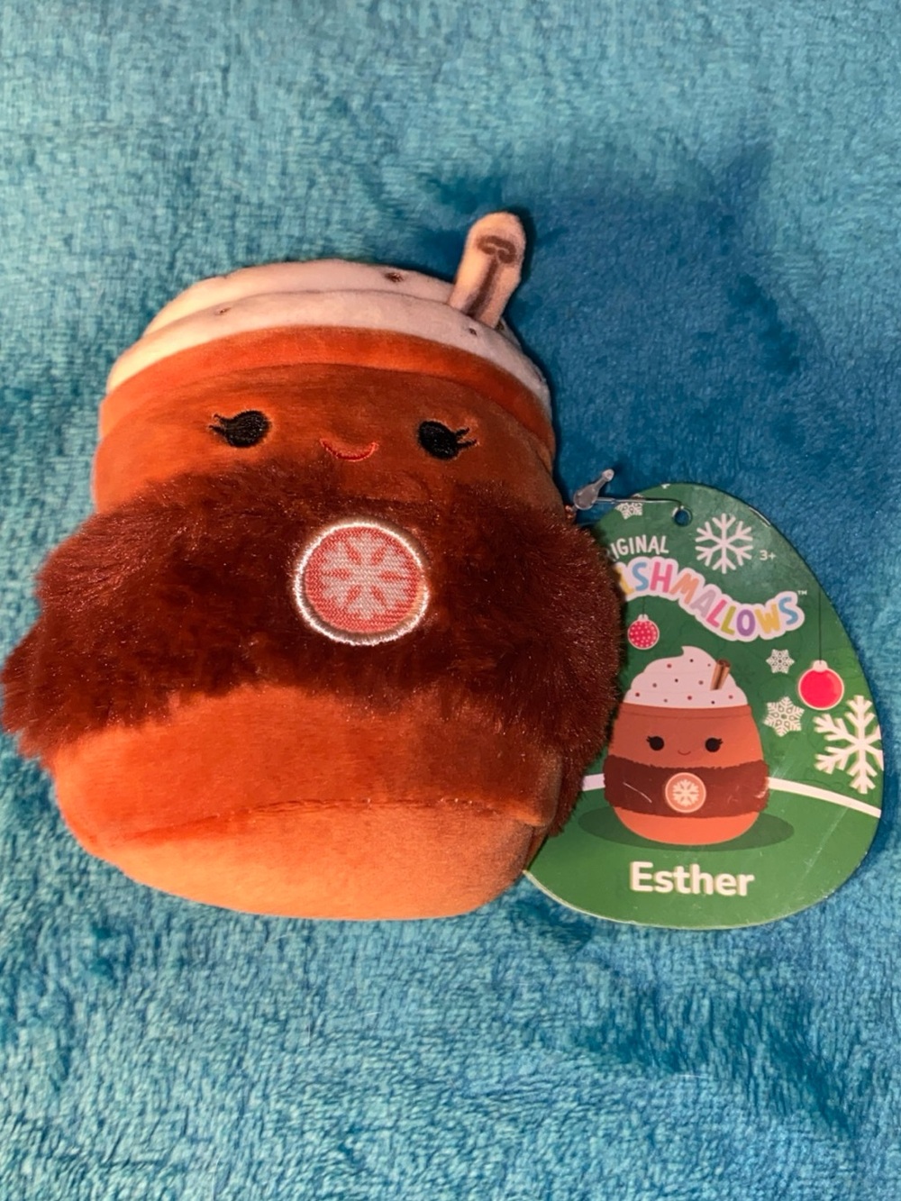 V ! Squishmallow Plush 4" Esther Hot Chocolate Cocoa Christmas Winter Holiday